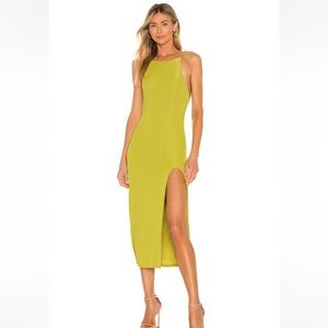 Camila Coelho Shelly Midi Dress - Yellow Green - S